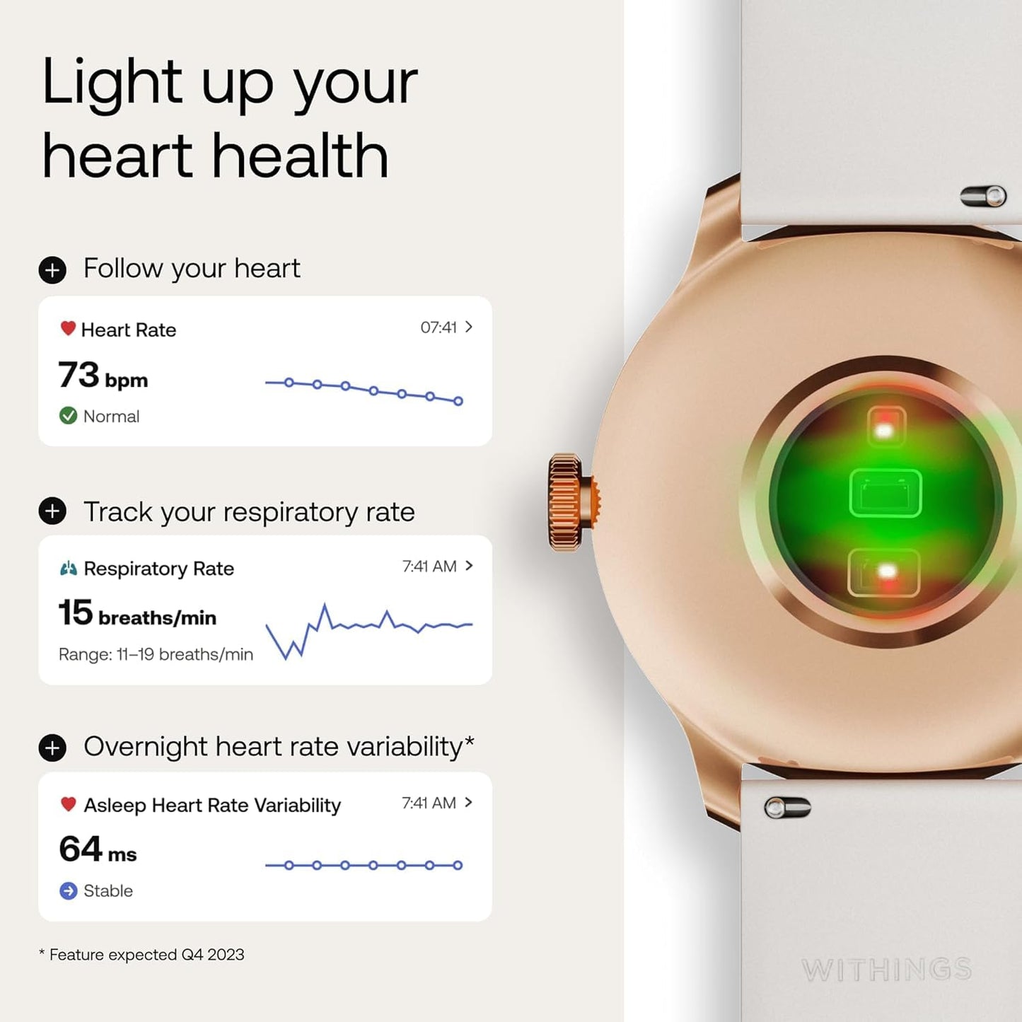 Withings ScanWatch Light - Hybrid Smartwatch, 24/7 Heart Monitoring, Activity Tracking, Cycle Tracking, Sleep Monitoring, Connected GPS, 30-Day Battery Life, Android & Apple Compatible (Rose Gold) SaumyasStore