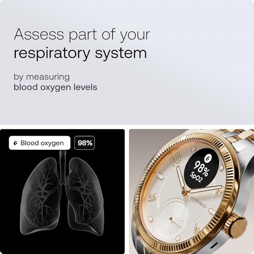 Withings ScanWatch Nova Brilliant, Heart Health Hybrid Unisex Smartwatch- ECG, SPO2, Temperature Monitoring, Sleep, Respiratory Health, Cycle Monitoring, 30-Day Battery Life (Gold-Silver) SaumyasStore