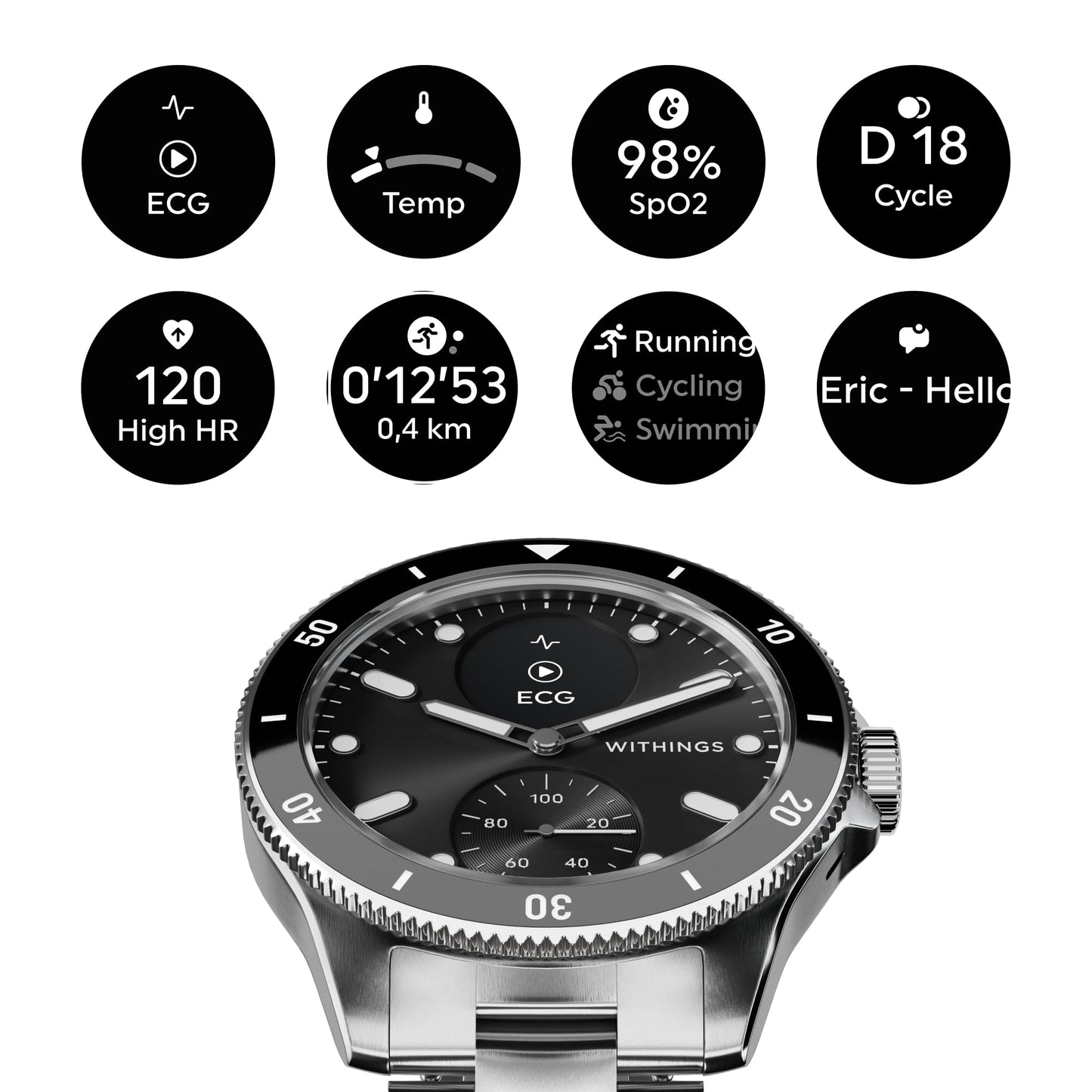 Withings ScanWatch Nova, Heart Health Hybrid Smartwatch for Men & Women - ECG, with SPO2, Temperature Monitoring, Sleep, Respiratory Health, Cycle Monitoring, 30-Day Battery Life, iOS & Android, Black SaumyasStore