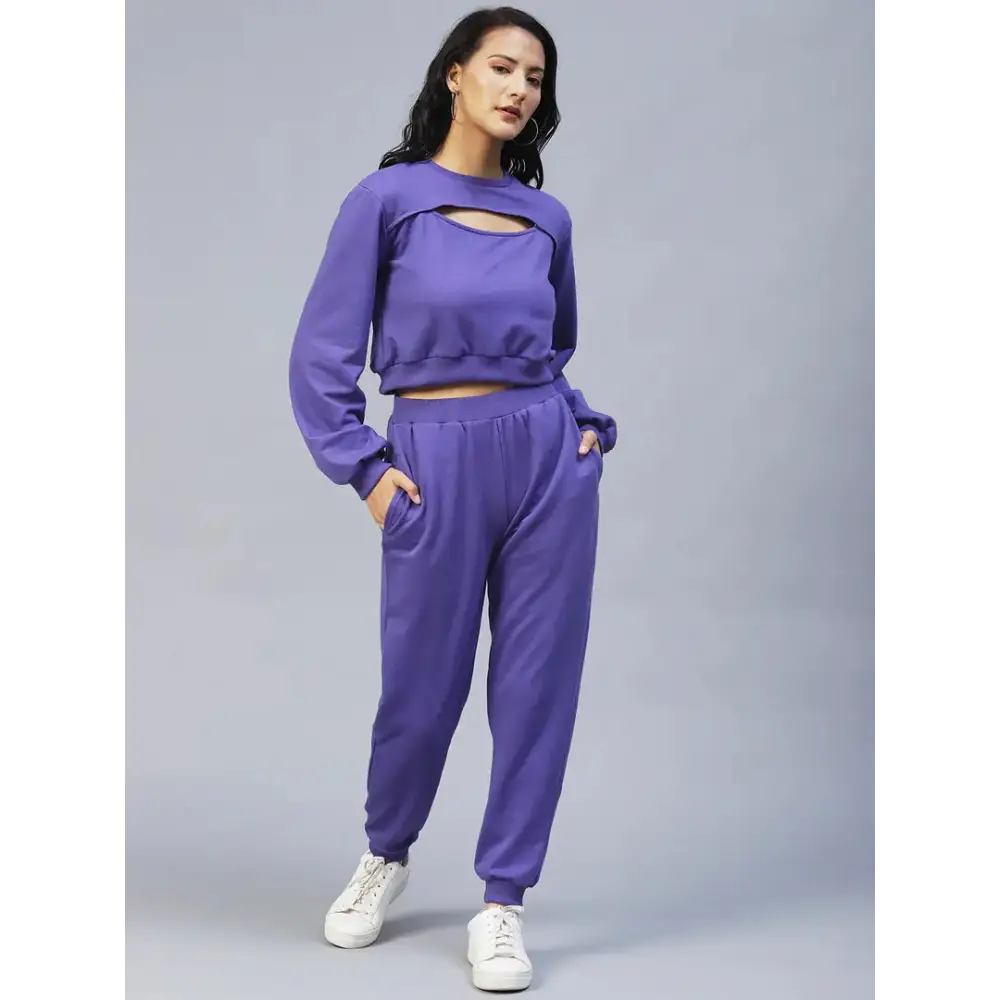 Women Cutout Neck Detail Tracksuit