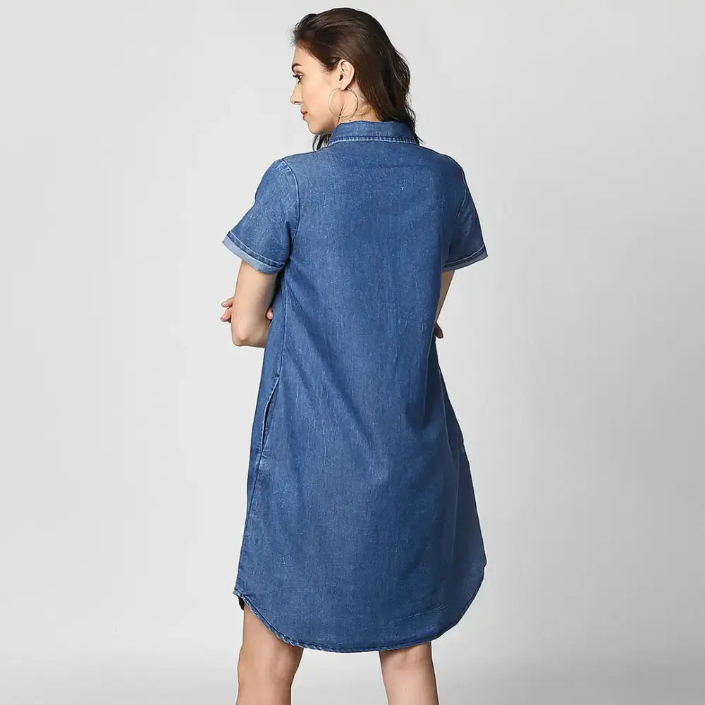 Women Stylish Denim Shirt Dress