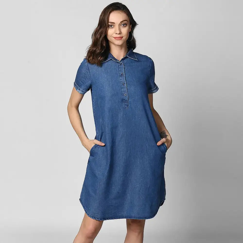 Women Stylish Denim Shirt Dress