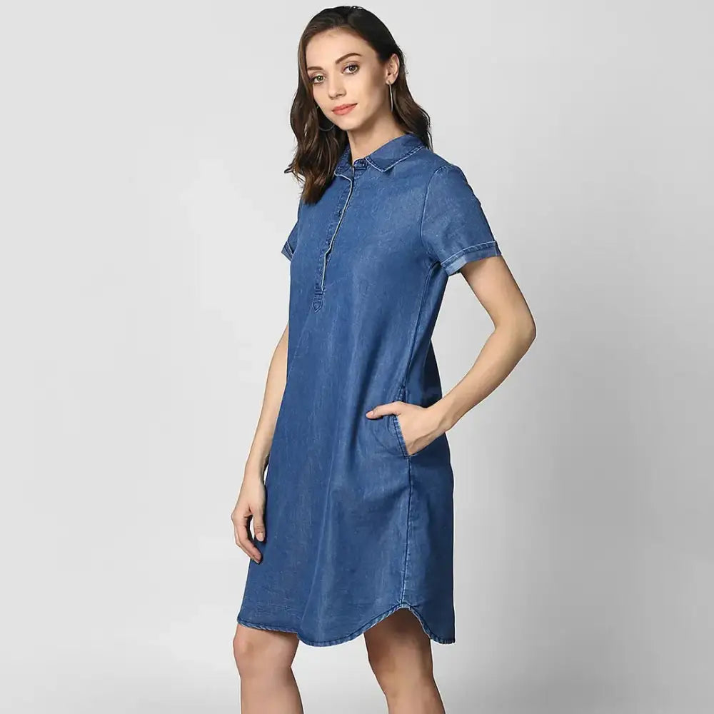 Women Stylish Denim Shirt Dress