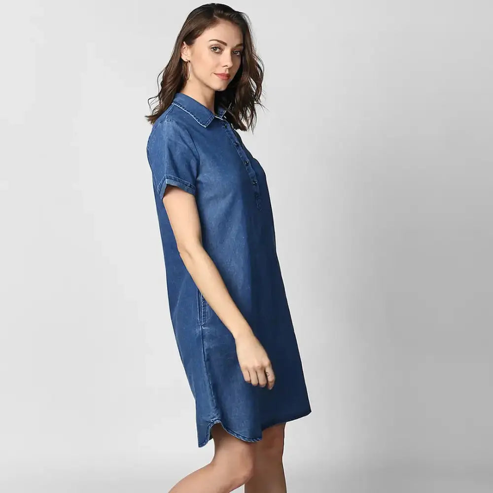 Women Stylish Denim Shirt Dress