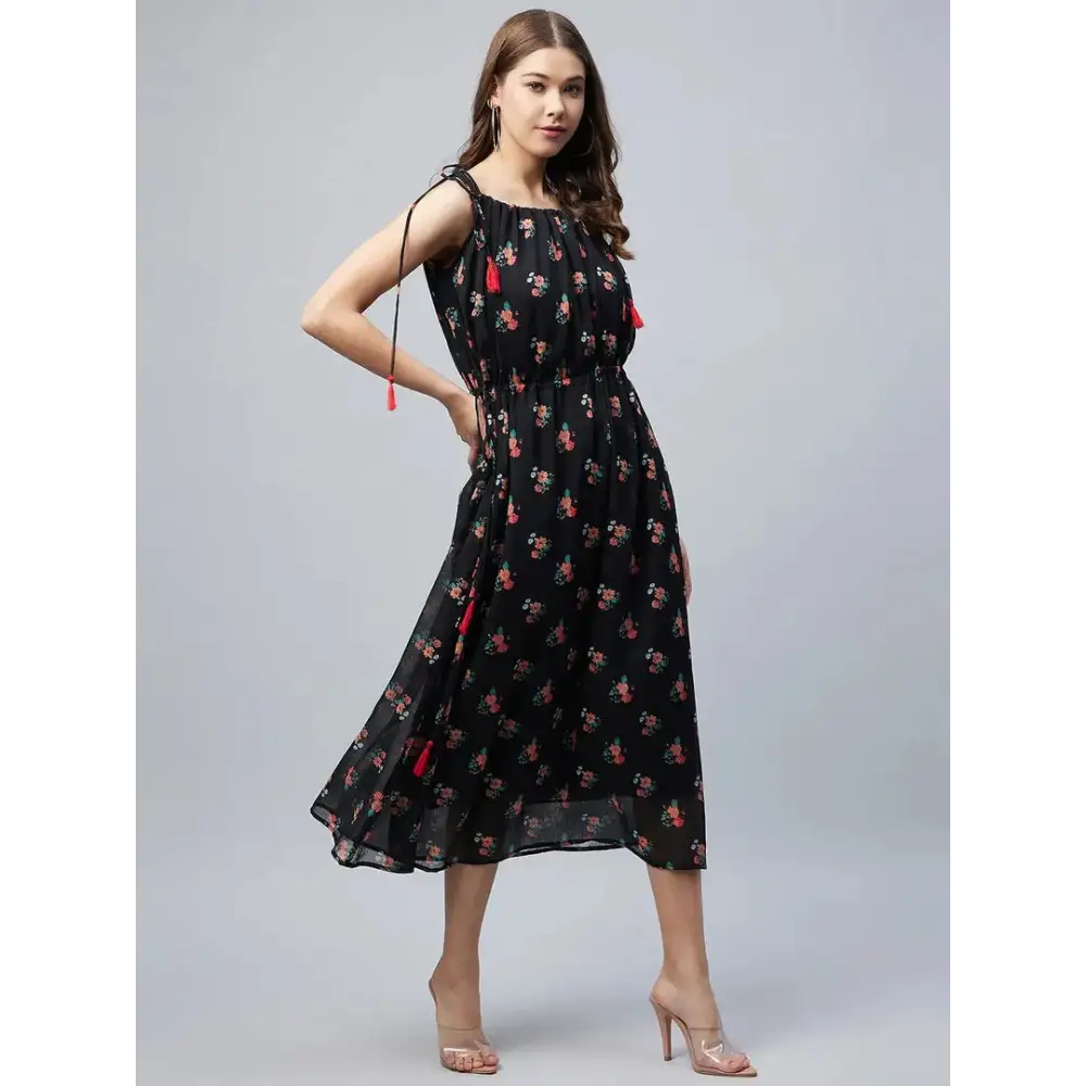 Women Stylish Polyester Fit and Flare Dress