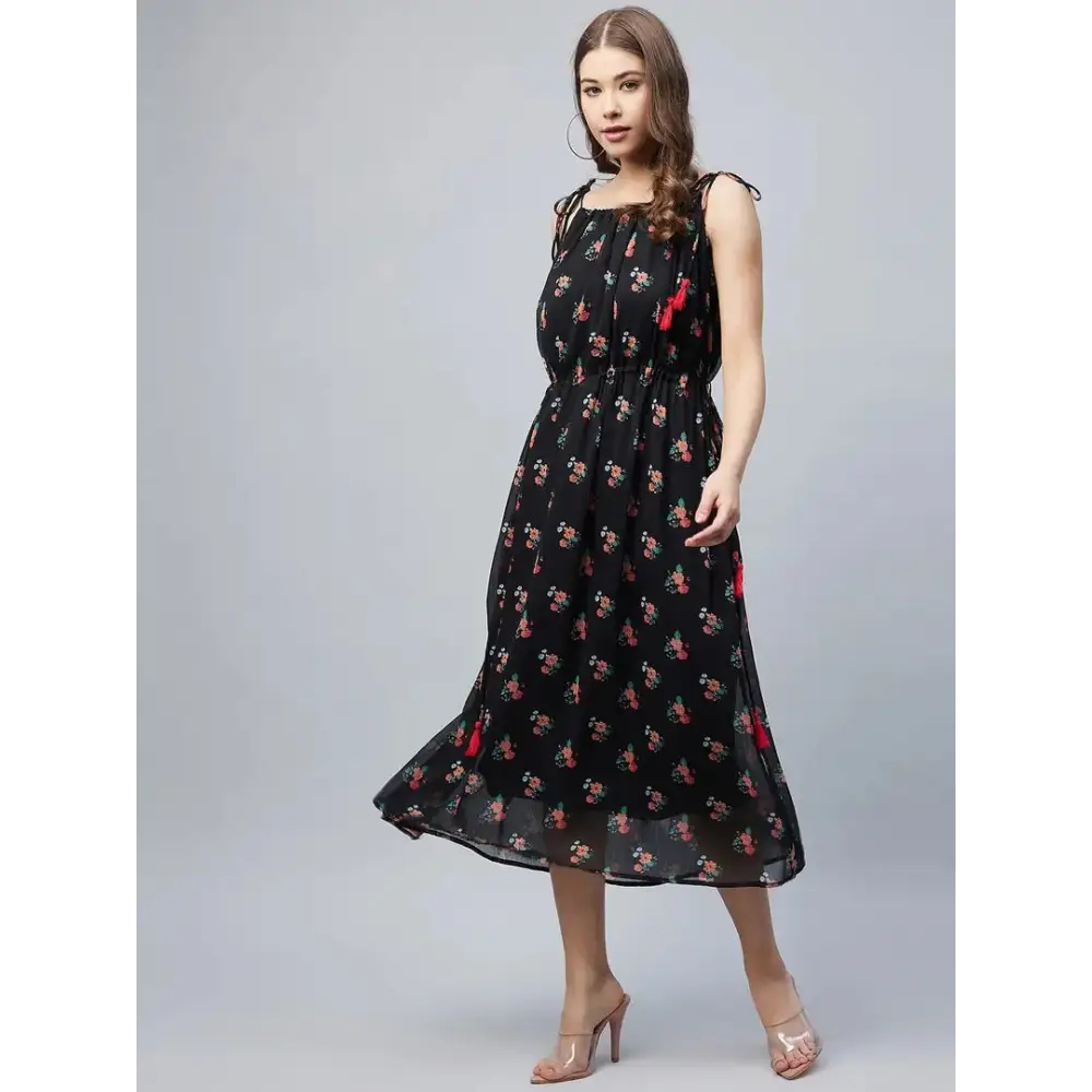 Women Stylish Polyester Fit and Flare Dress