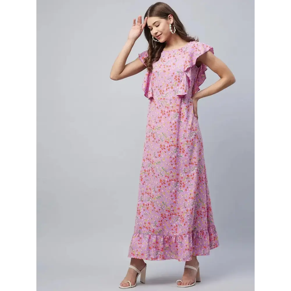 Women Stylish Polyester Maxi Dress