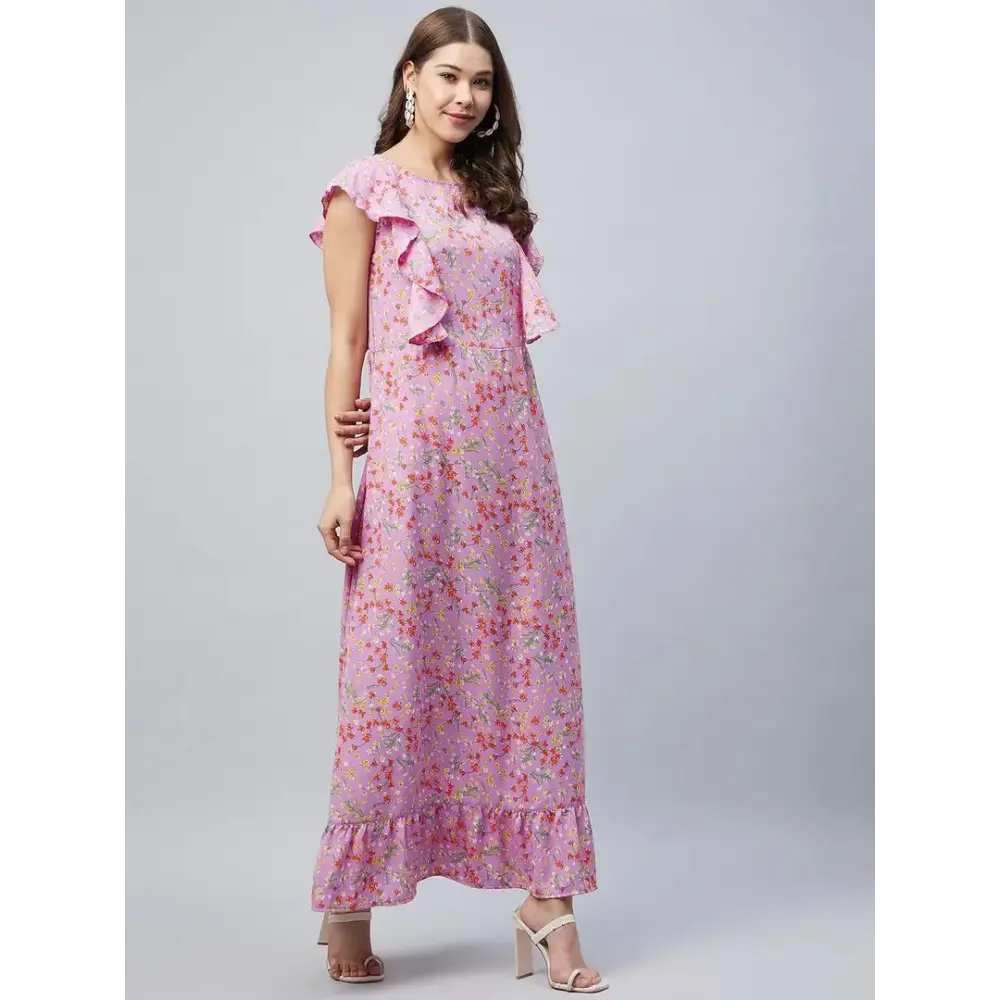 Women Stylish Polyester Maxi Dress