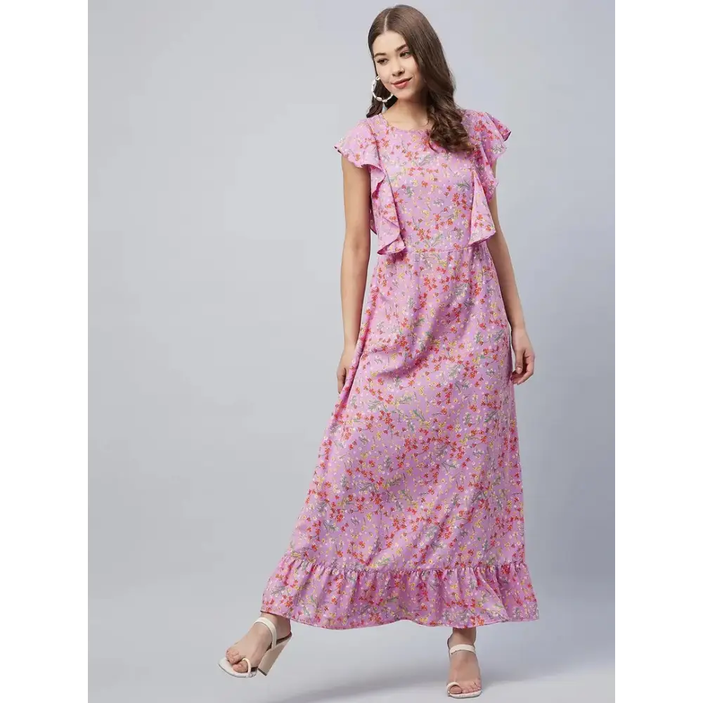 Women Stylish Polyester Maxi Dress