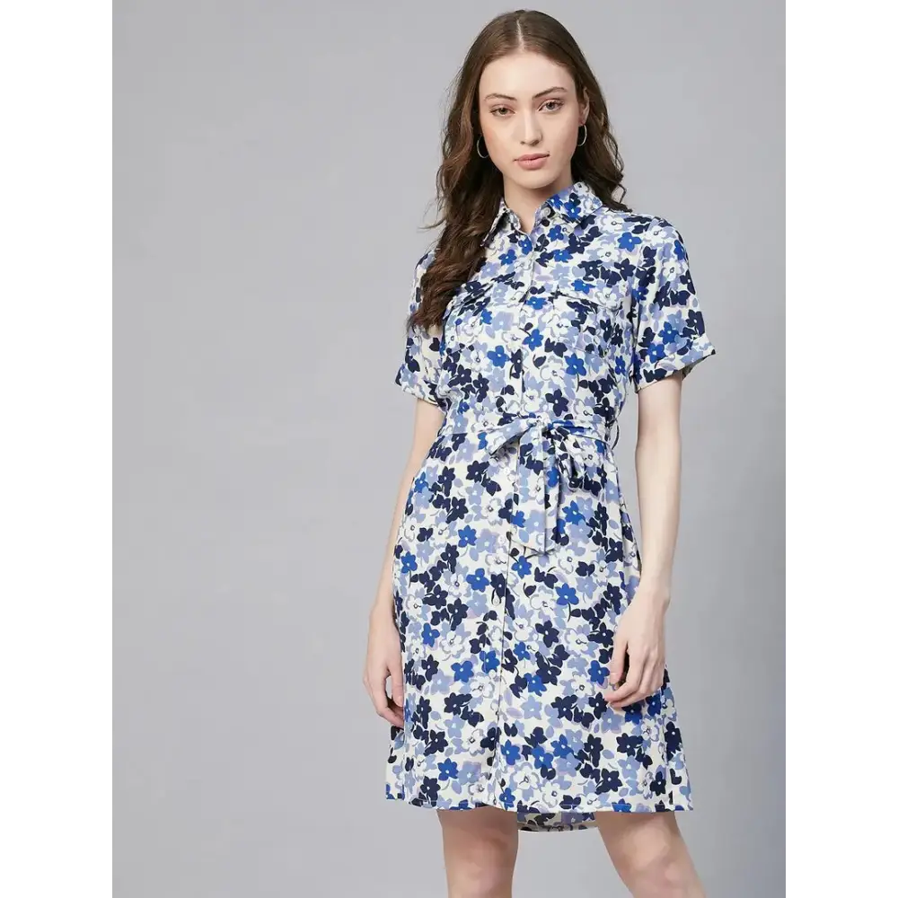 Women Stylish Polyester Shirt Dress