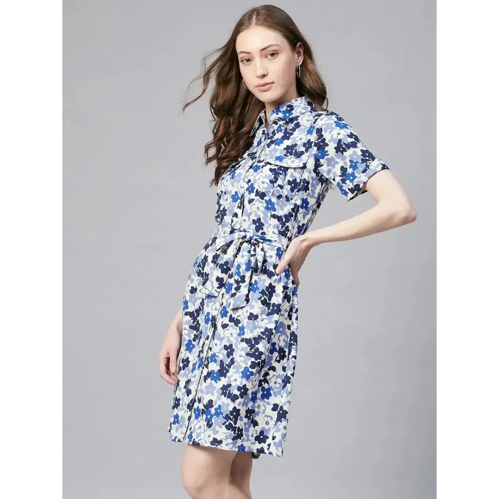 Women Stylish Polyester Shirt Dress