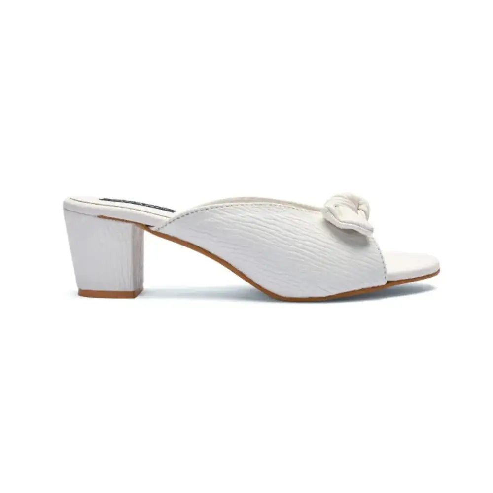 Women White Knot Heel Sandal