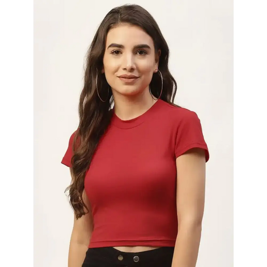 Women maroon Solid soft streachable  Crop Top