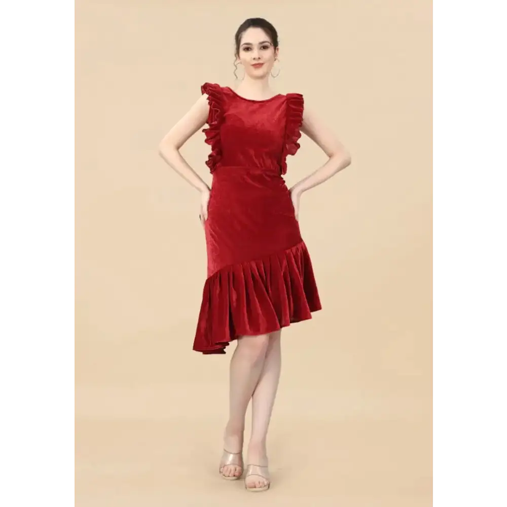 Womens Velvet Fish Cut Dress