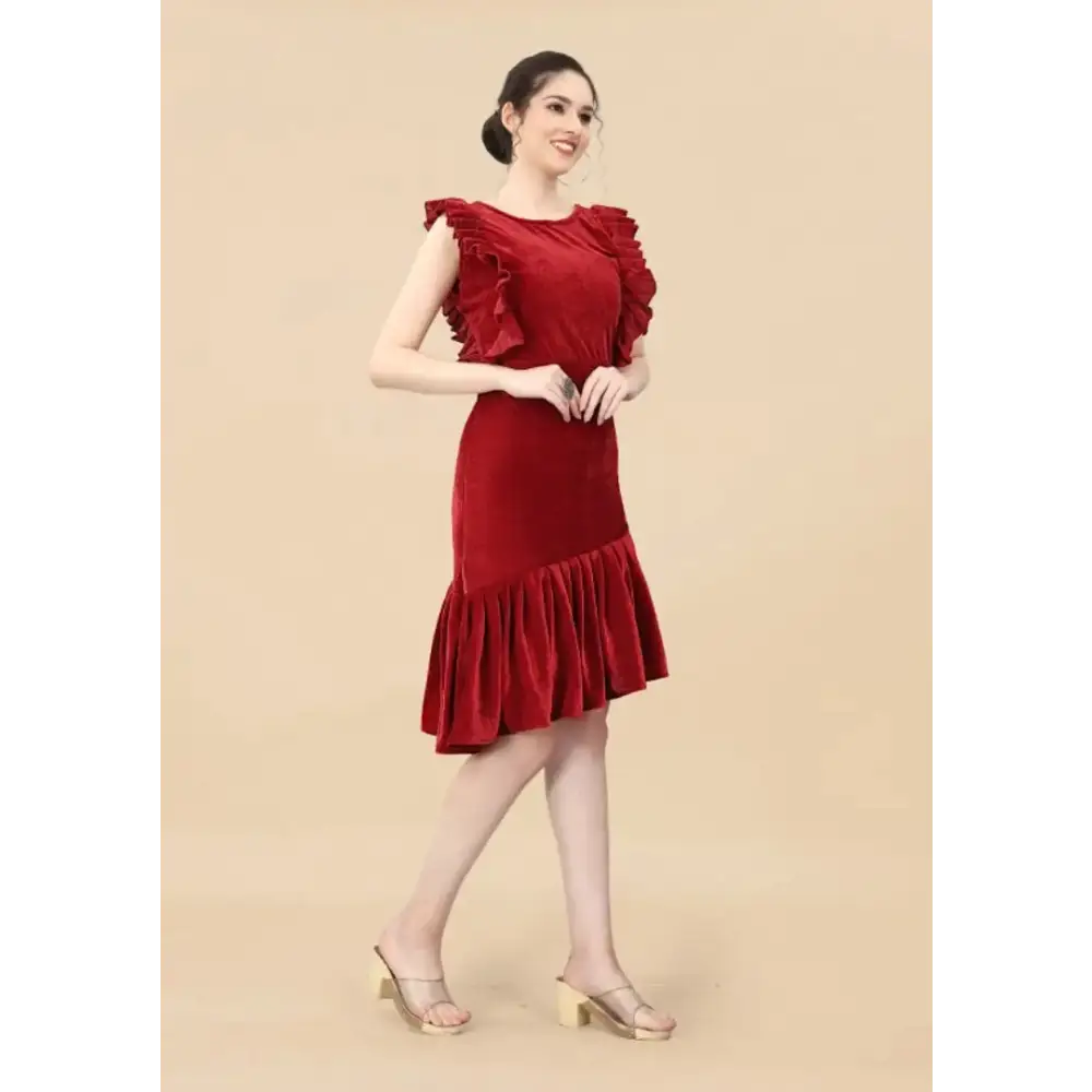 Womens Velvet Fish Cut Dress