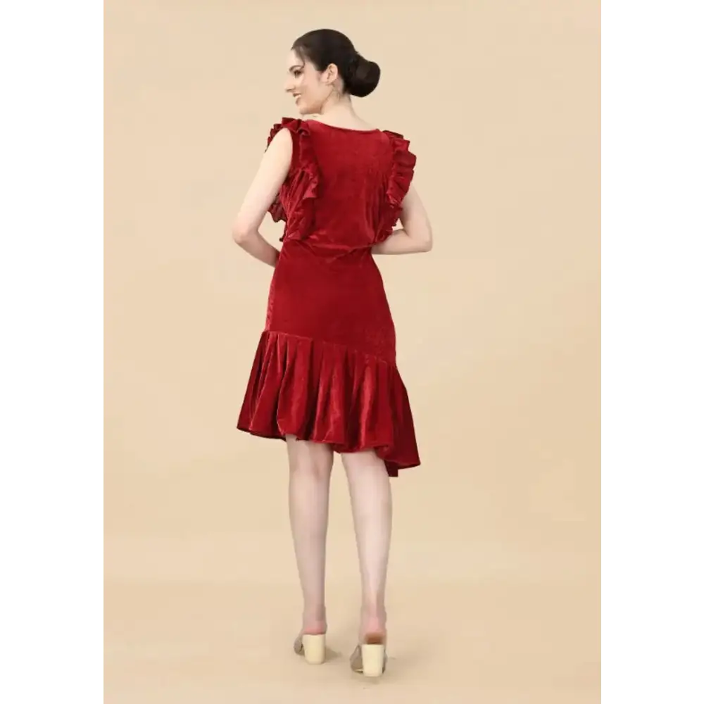 Womens Velvet Fish Cut Dress