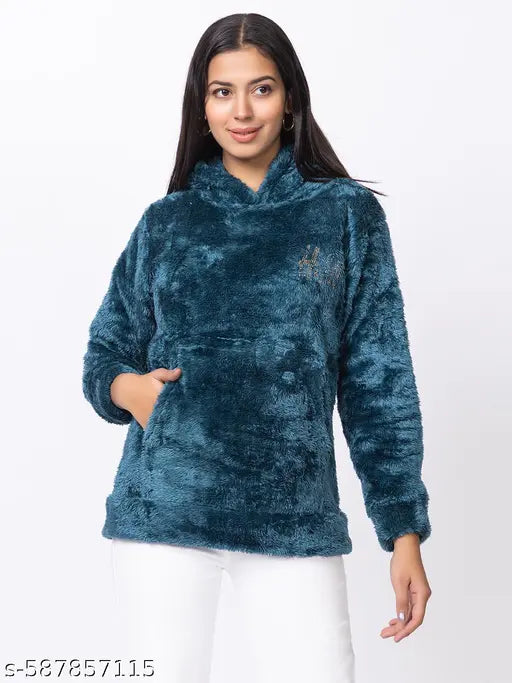 RG BY SS CLOTHING Winter Wear Casual Wear Weastern Wear Soft & Warm Furry Sherpa Women Full Sleeve Hoodie