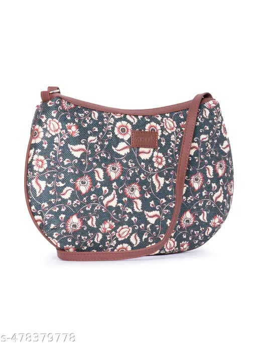 Zouk Chittoor Blue Kalamkari Structured Shoulder Bag