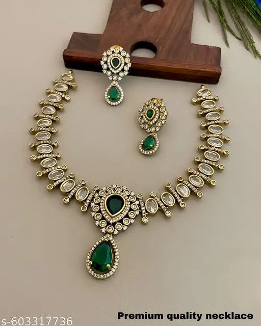 PREMIUM QUALITY MATTE FINISH AD STONE NECKLACE WITH EARRING