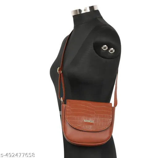 Fastrack Women Croc Textured Structured Sling Bag