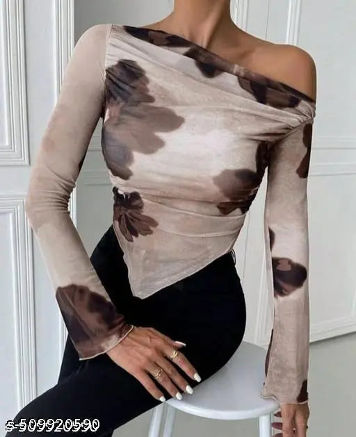 women western wear stylish floral print net top