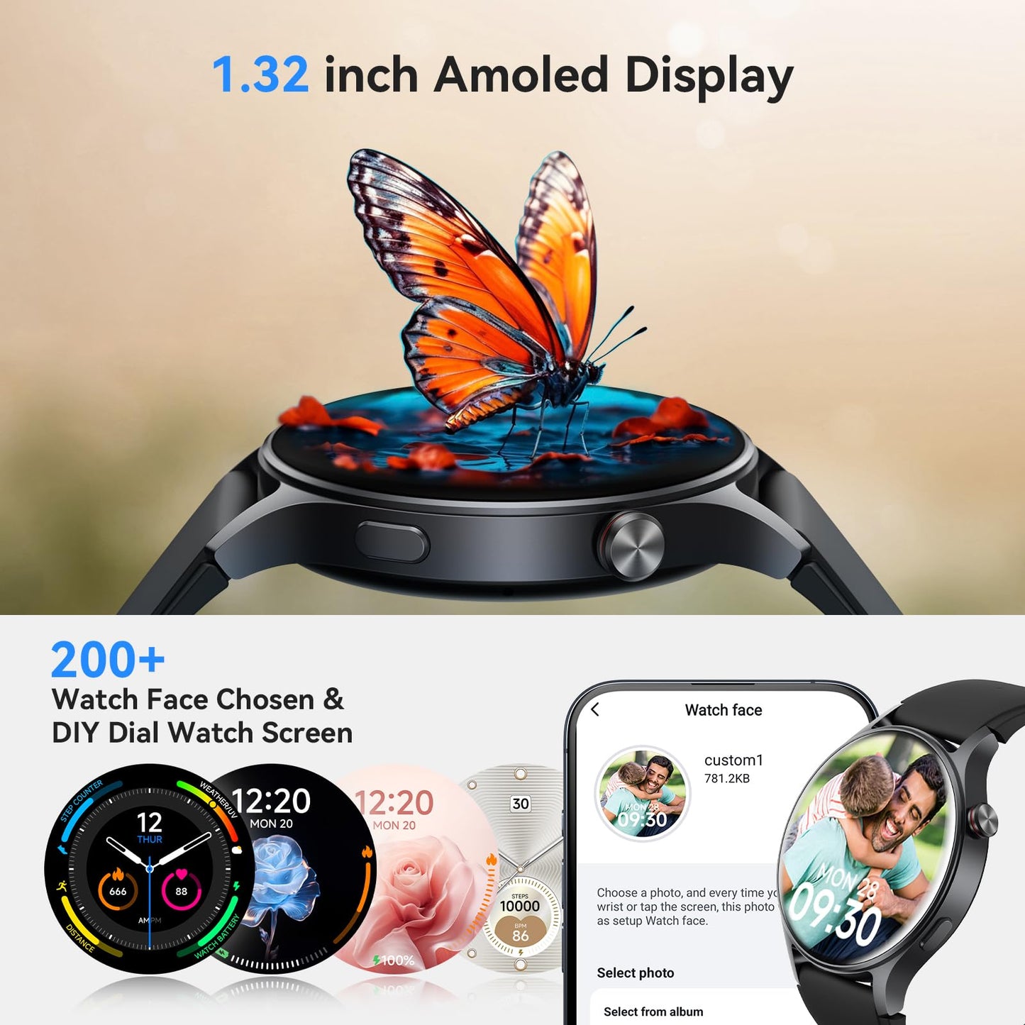 aeac Smart Watch for Men Women, AMOLED Ultra-Clear Screen Fitness Trackers with Heart Rate/Sleep/SpO2 Monitor, Smartwatch for iPhone/Samsung/Android, 110+ Sport Modes Waterproof Reloj Inteligente SaumyasStore
