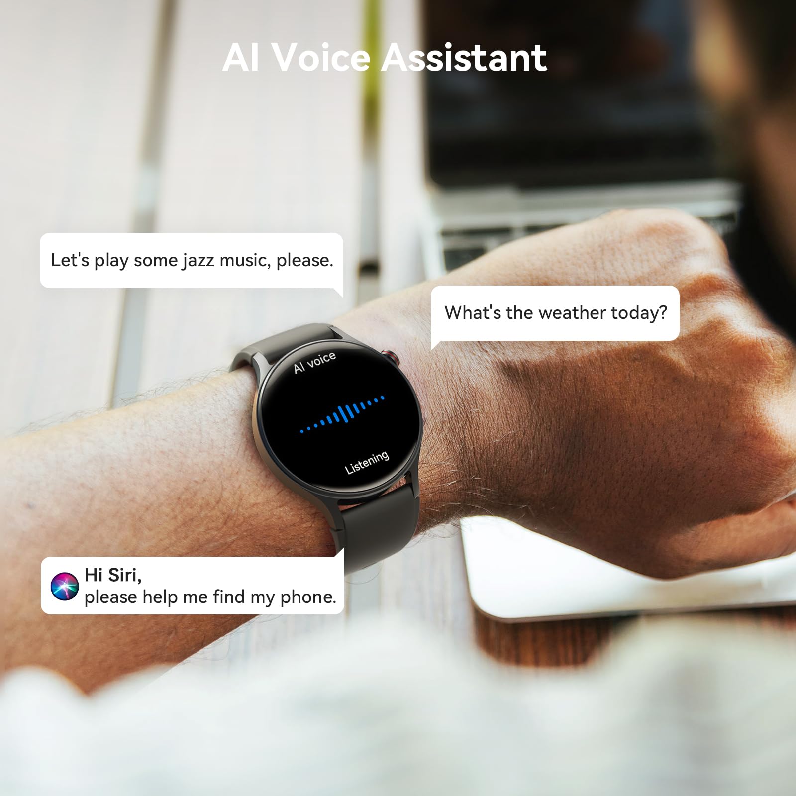 aeac Smart Watch for Men Women, AMOLED Ultra-Clear Screen Fitness Trackers with Heart Rate/Sleep/SpO2 Monitor, Smartwatch for iPhone/Samsung/Android, 110+ Sport Modes Waterproof Reloj Inteligente SaumyasStore