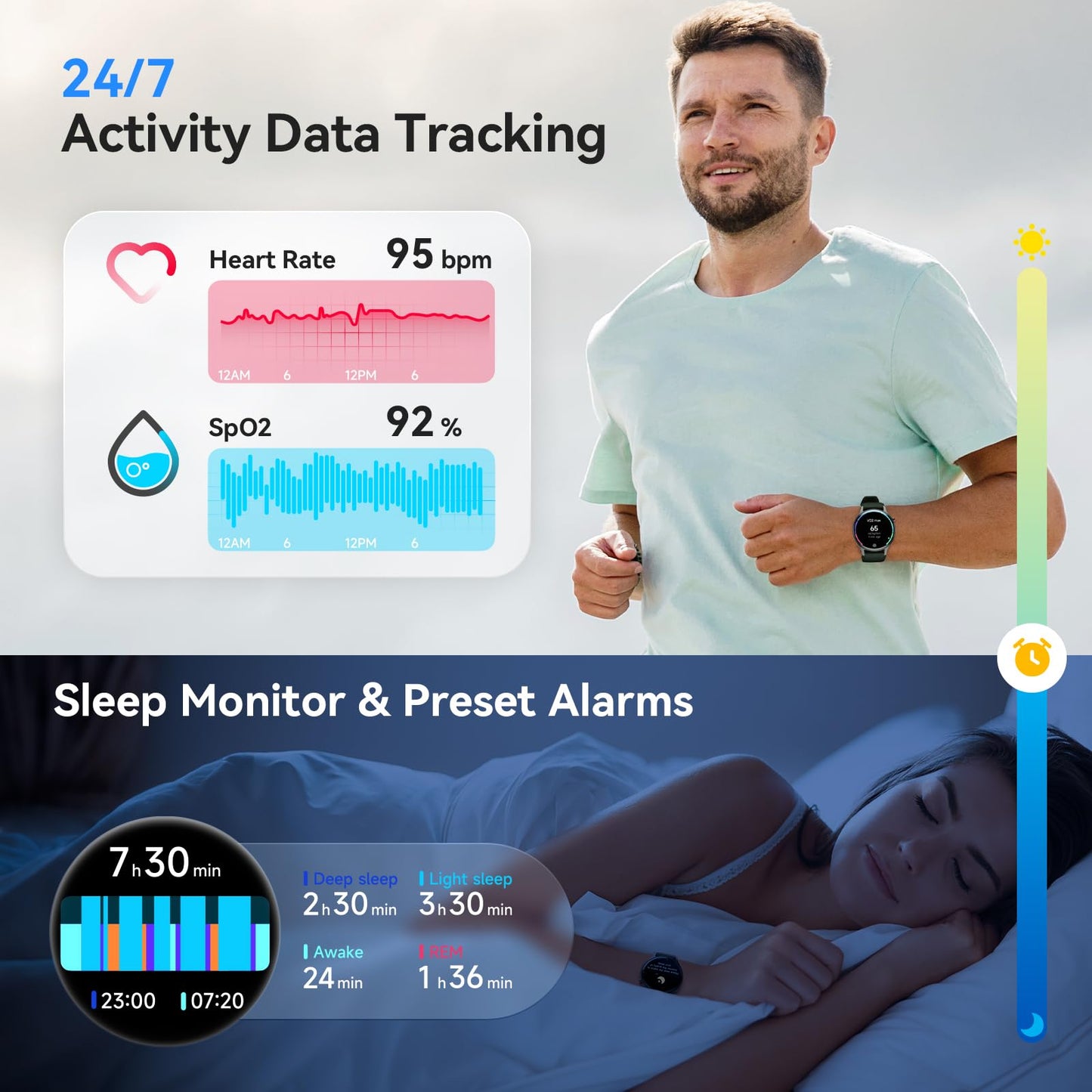 aeac Smart Watch for Men Women, AMOLED Ultra-Clear Screen Fitness Trackers with Heart Rate/Sleep/SpO2 Monitor, Smartwatch for iPhone/Samsung/Android, 110+ Sport Modes Waterproof Reloj Inteligente SaumyasStore