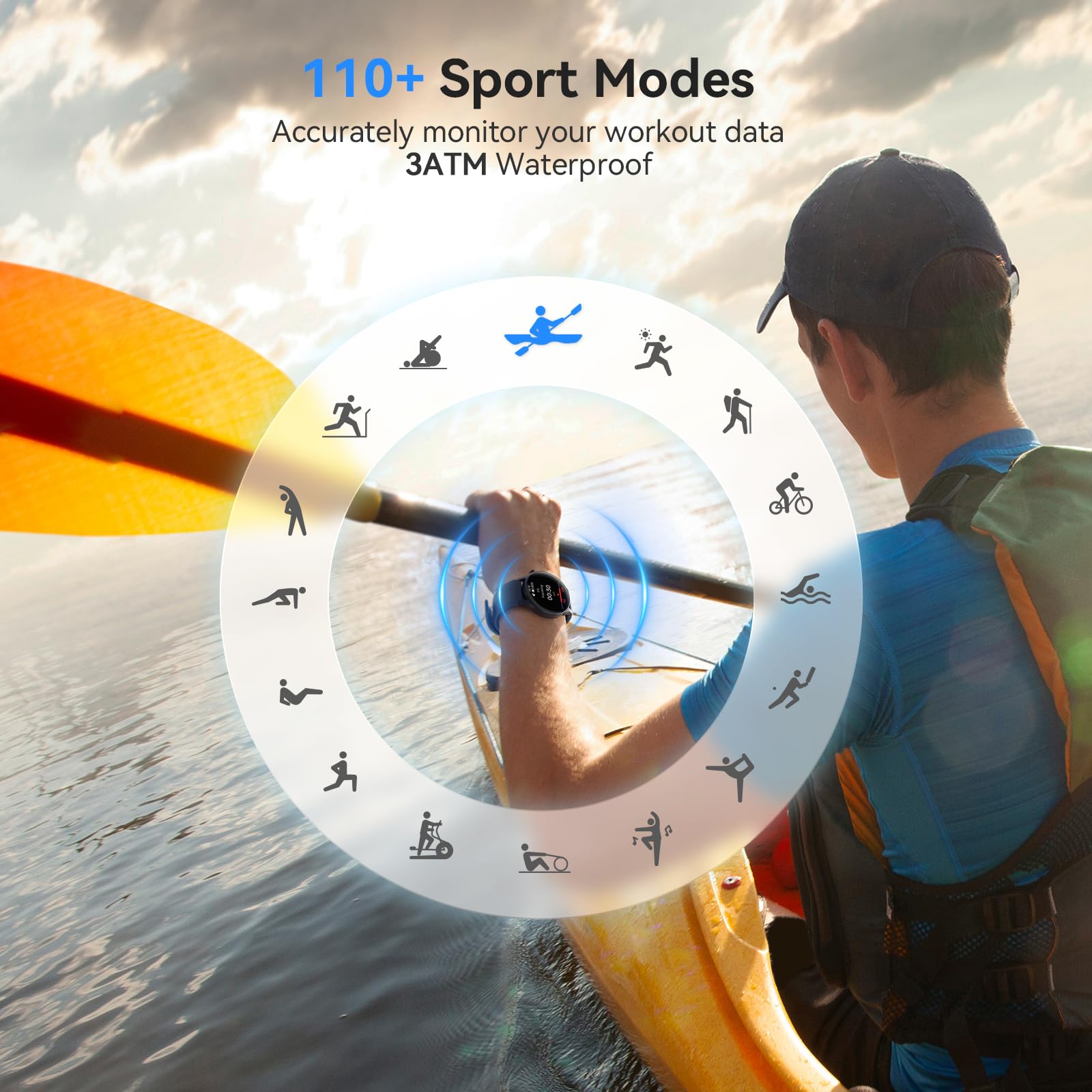 aeac Smart Watch for Men Women, AMOLED Ultra-Clear Screen Fitness Trackers with Heart Rate/Sleep/SpO2 Monitor, Smartwatch for iPhone/Samsung/Android, 110+ Sport Modes Waterproof Reloj Inteligente SaumyasStore