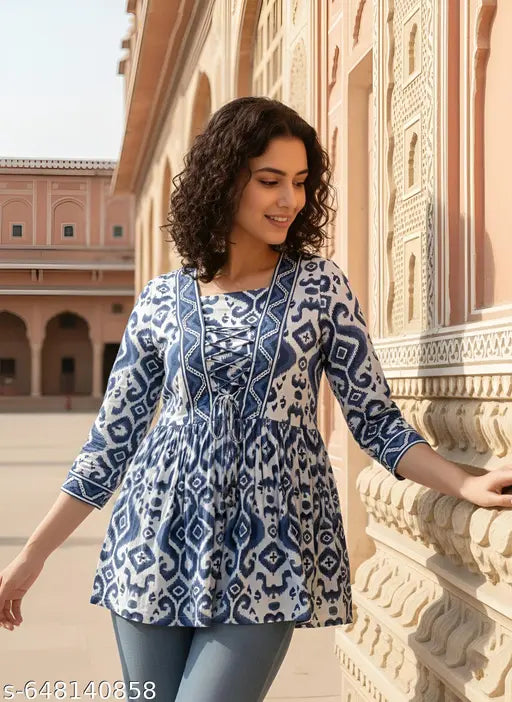 Pure Cotton Short Kurti(Only Top)