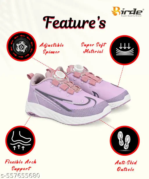 Birde ZenG Purple Spin Buckle Fast Lace-up Walking Shoes For Women