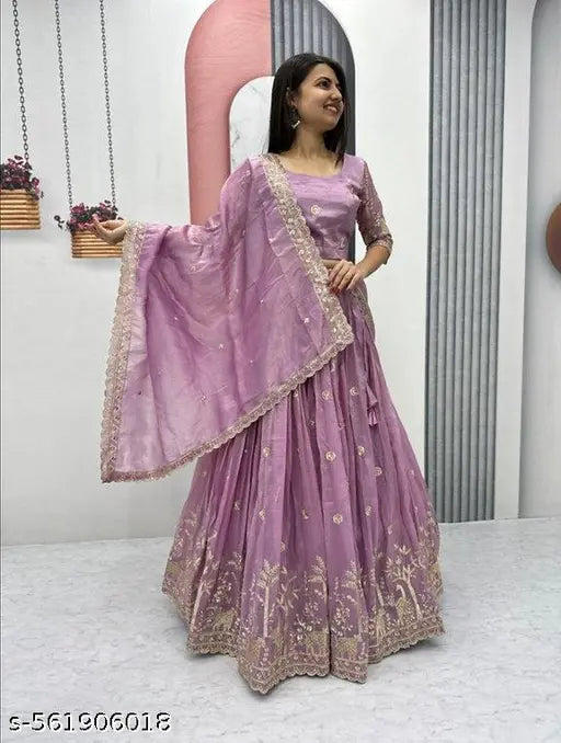 Embroidered Semi Stitched Lehenga Choli