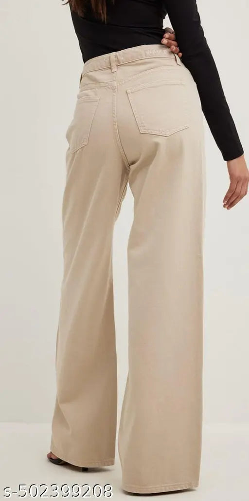 wideleg cream denim jeans