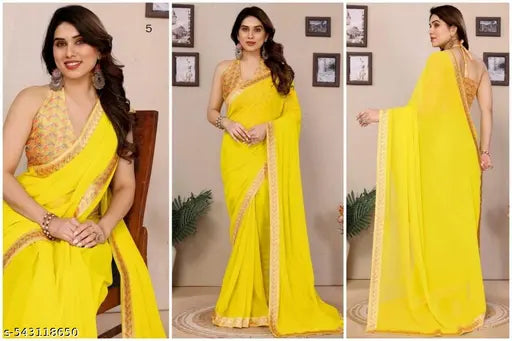 Women's soft Georgette Printed saree with Banglory blouse piece