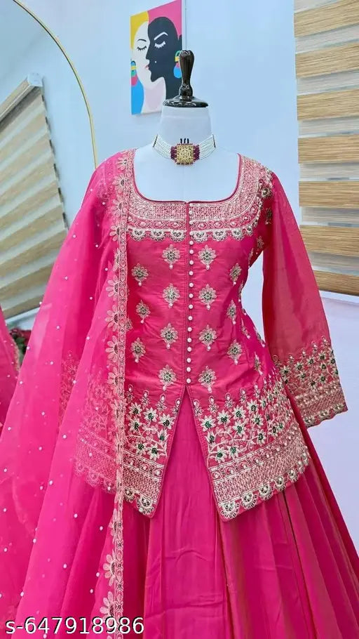 Designer Top Lehenga Set with Dupatta | Wedding & Party Wea