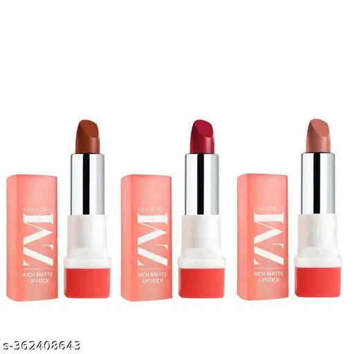 ZM Zayn & Myza Rich Matte Lipstick Flame up,  Bestie & Forbidden Combo | Smooth and Light Weight | Intense Color in one Swipe | High Pigmentation Bullet Lip Stick Enriched with Argan oil, Murumuru and Shea Butter, (4.2 gm x 3)