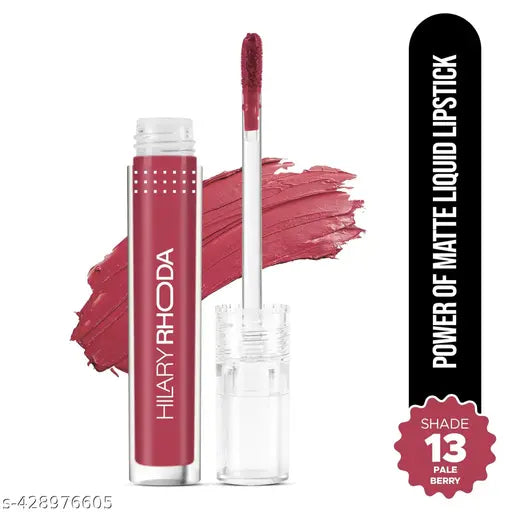 Hilary Rhoda Power Of Matte Liquid Lipstick | Buildable Colour | Long Lasting & Matte Finish | Lightweight & Non-Drying Formula | Smudge Proof & Non-Transferable | 3ml (Pale Berry - Shade 13)