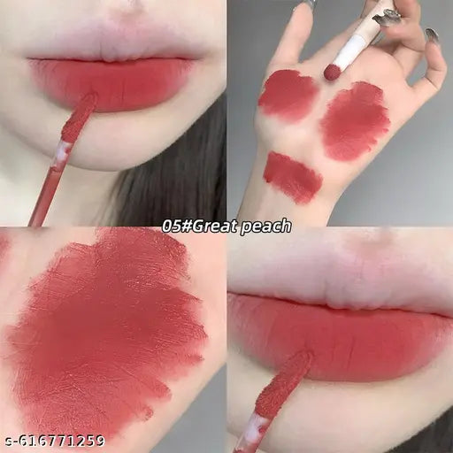 Gege Bear Velvet Cushion Matte Lipstick | Korean Powder-Cream Lip Tint with Soft Cushion Applicator | Lightweight, Long-Lasting, Smudge-Proof & Blurred Matte Finish | Perfect Gradient Look | 5 Trendy Shades for Women & Girls