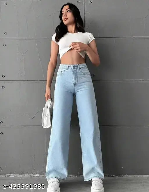 ICE BLUE PREMIUM WIDE LEG DENIM JEANS