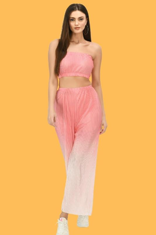 Pink Tie N Dye Crop Top with Palazzo