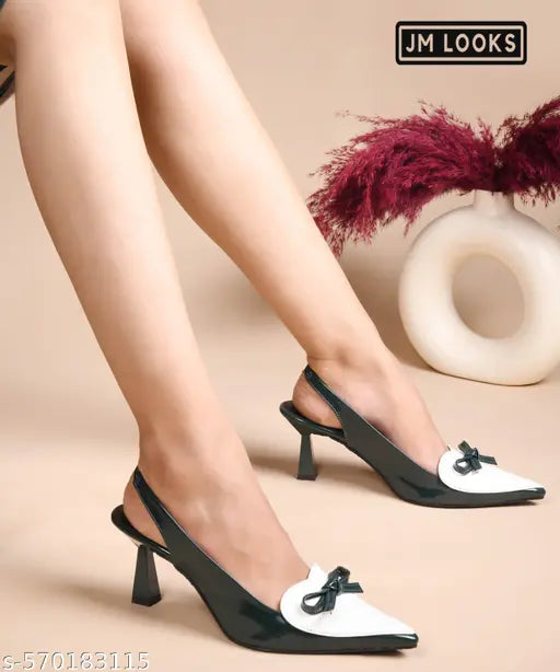 JM LOOKS Women's Bow Slingback Kitten Heels Closed Pointed Toe Pumps Low Heel with Buckle Heels Dress Shoes for Dating Party Working - Green