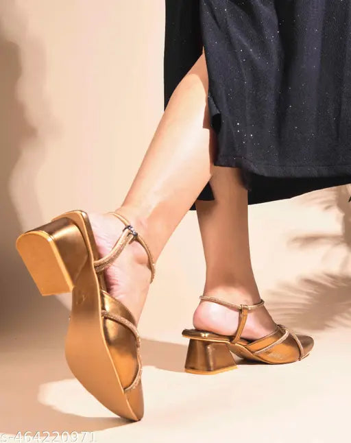 JM LOOKS Women's Block Heel Sandals with Sparkling Rhinestone Detailing – Stylish Pointed Toe Heels for Special Occasions