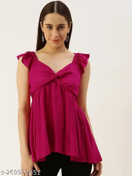 IQRAAR Women's Rayon Top (Pink)