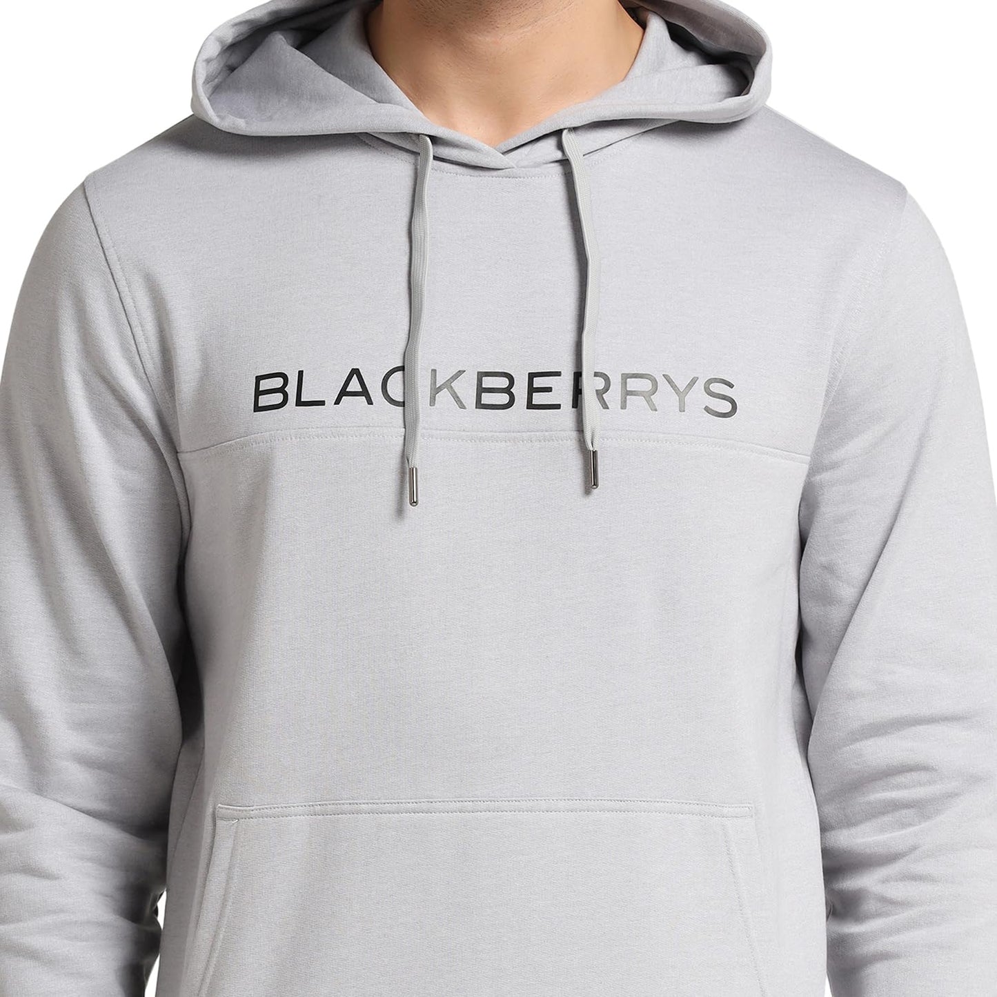 blackberrys Hoodie Grey Melange Printed Sweat-Shirt - Jaquel 