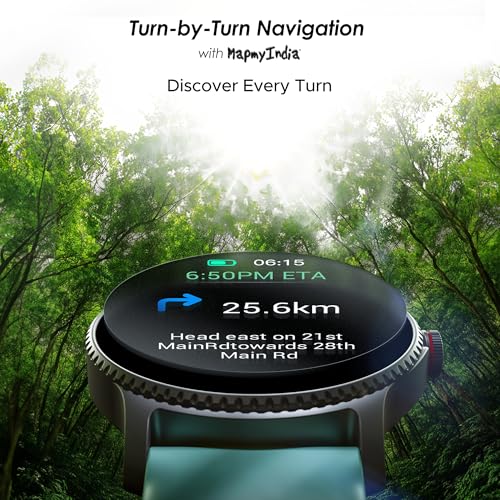 boAt Lunar Discovery w/ 1.39" (3.5 cm) HD Display, Turn-by-Turn Navigation, DIY Watch Face Studio, Bluetooth Calling, Emergency SOS, QR Tray, Smart Watch for Men & Women(Mint Green) SaumyasStore