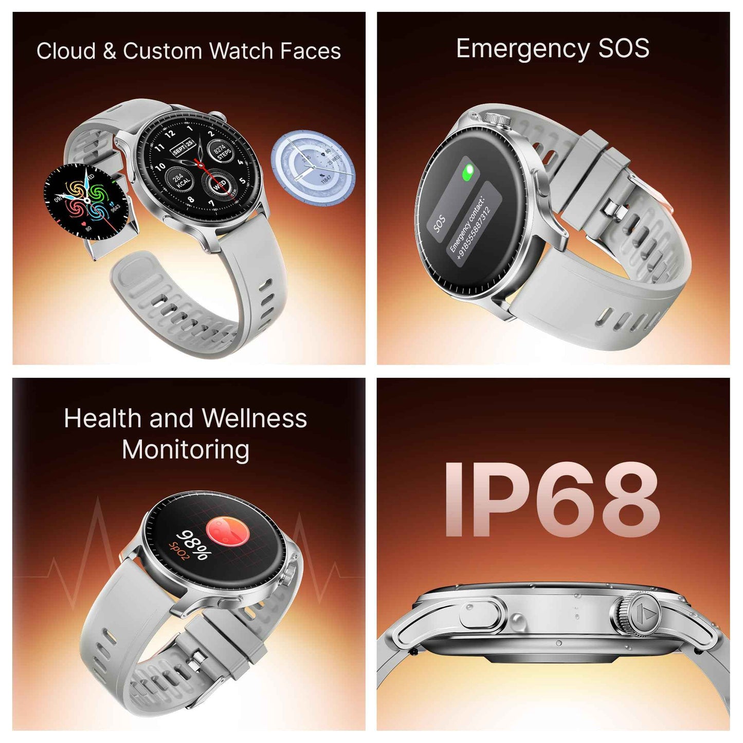 boAt New Launch Ultima Ember Smartwatch w/ 1.96” (4.97 cm) AMOLED Display, Functional Crown, 100+ Sports Modes, BT Calling, Camera & Music Control, IP68 Resistance, Custom Watch Faces (Mist Blue) SaumyasStore