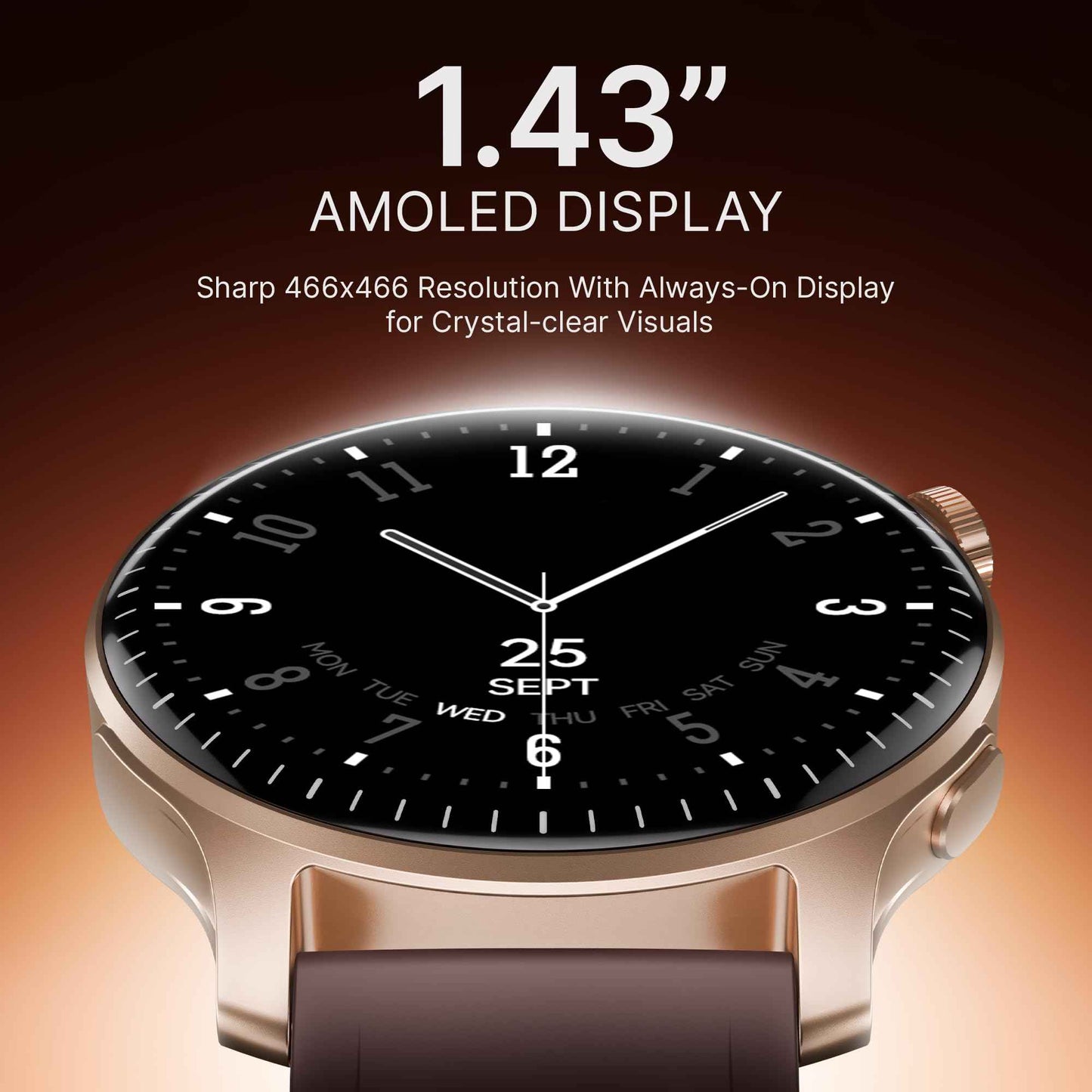 boAt New Launch Ultima Prime smartwatch with 1.43” AMOLED Display, Functional Crown, SOS, BT Calling, Notifications, IP68, Music & Camera Controls, 100+ Sports Modes, Watch Face Studio (Rose Gold) SaumyasStore