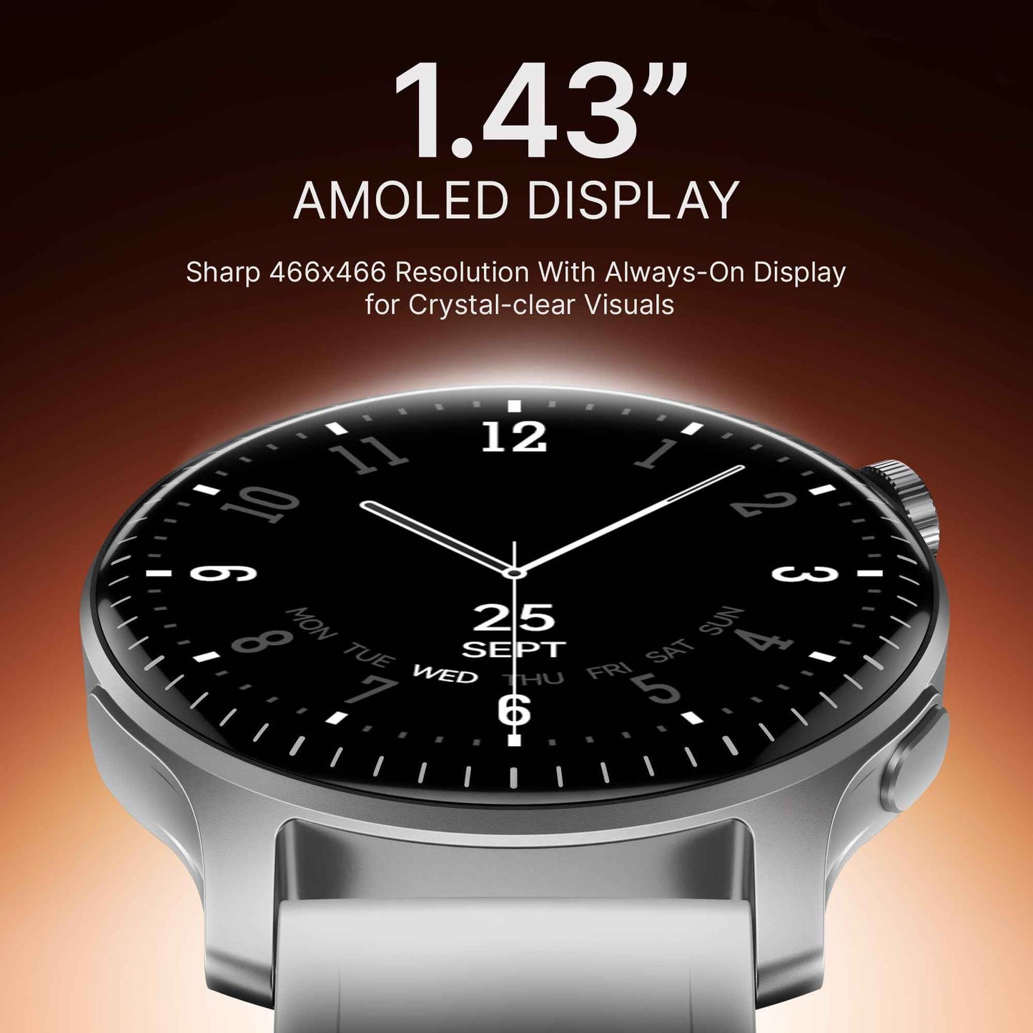 boAt New Launch Ultima Prime smartwatch with 1.43” AMOLED Display, Functional Crown, SOS, BT Calling, Notifications, IP68, Music & Camera Controls, 100+ Sports Modes, Watch Face Studio (Silver Mist) SaumyasStore