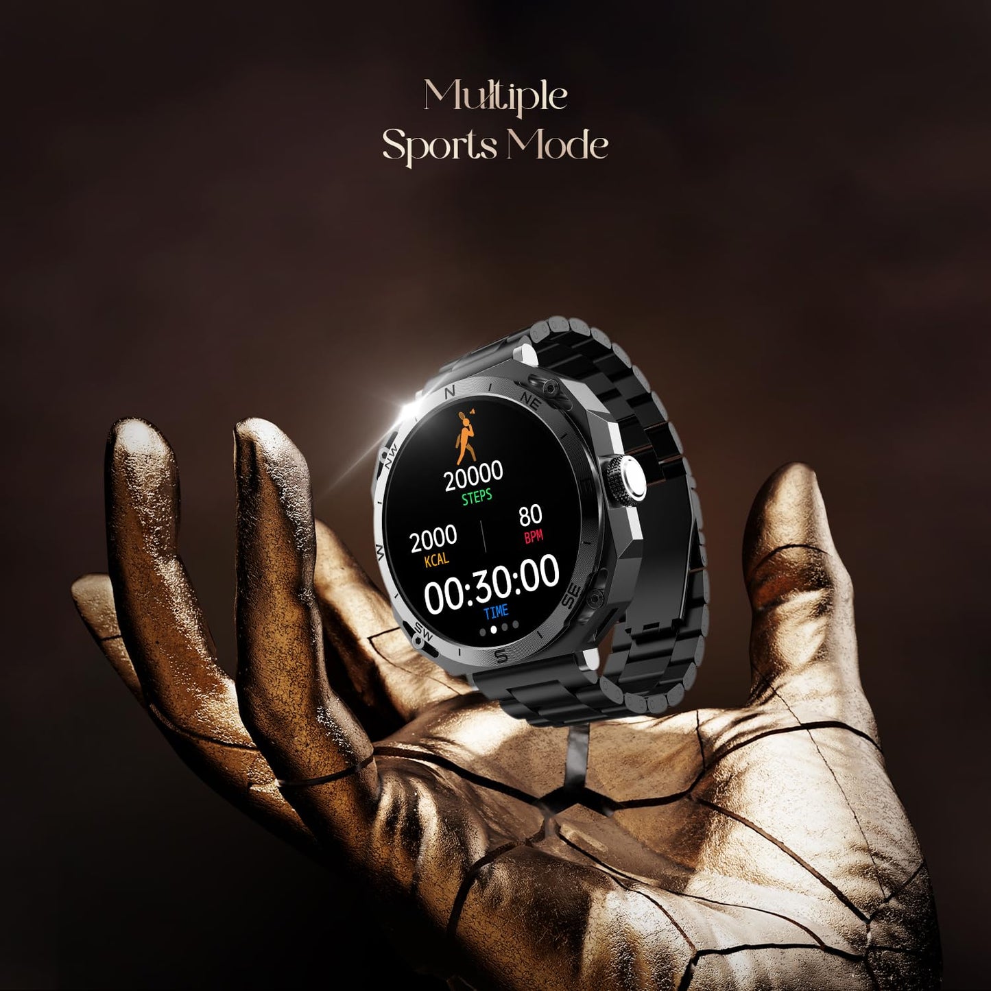 boAt Newly Launched Enigma Z20 Smart Watch with 1.51” HD Display, Luxurious Metal Body Design,Save Upto 250 Contacts,SOS, Password,Built-in Games,Voice Assistant,HR&Sp02 Monitoring,IP68(Metal Black) 