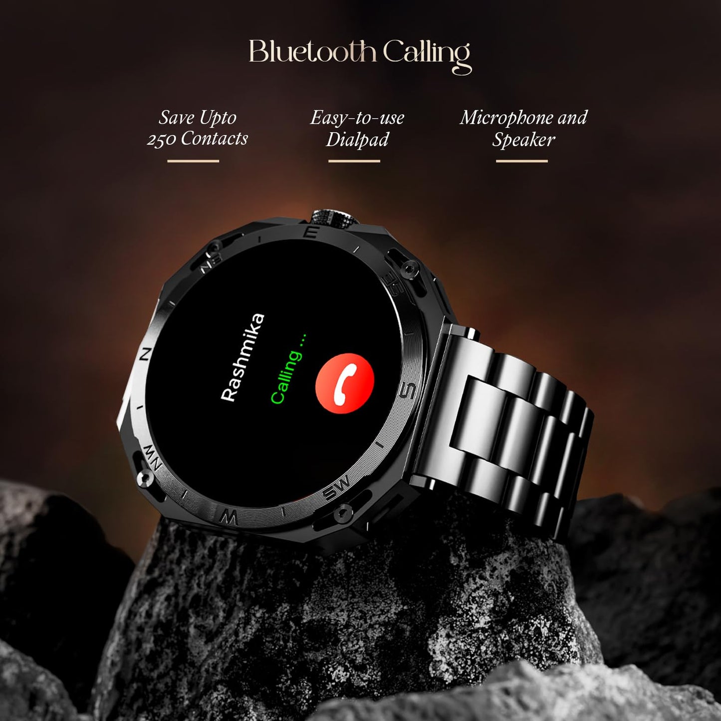 boAt Newly Launched Enigma Z20 Smart Watch with 1.51” HD Display, Luxurious Metal Body Design,Save Upto 250 Contacts,SOS, Password,Built-in Games,Voice Assistant,HR&Sp02 Monitoring,IP68(Metal Black) 